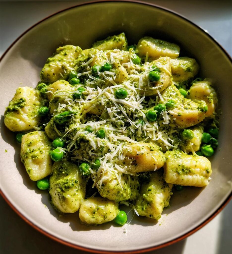 Creamy Pesto Gnocchi with Peas
