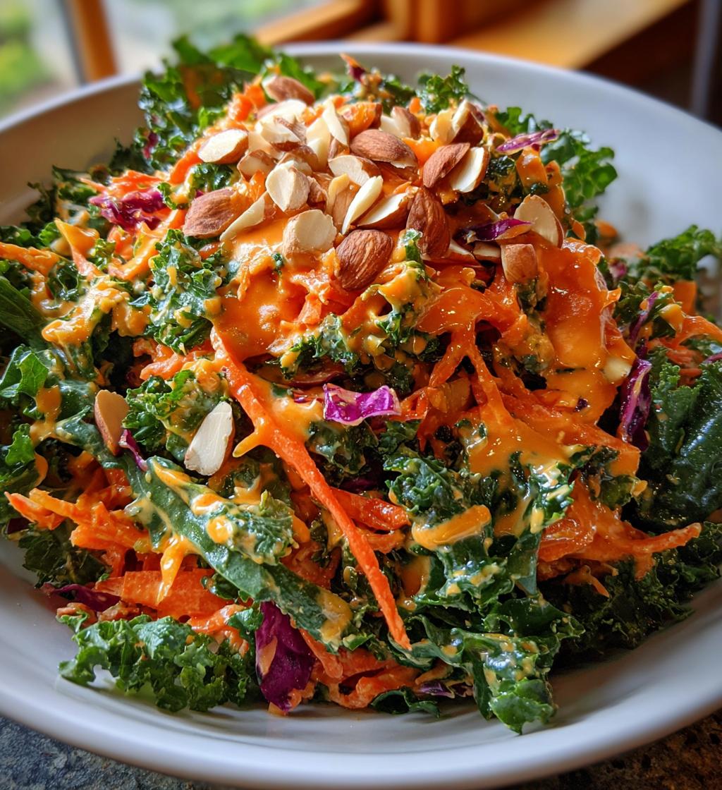 Kale Salad with Carrot Ginger Dressing