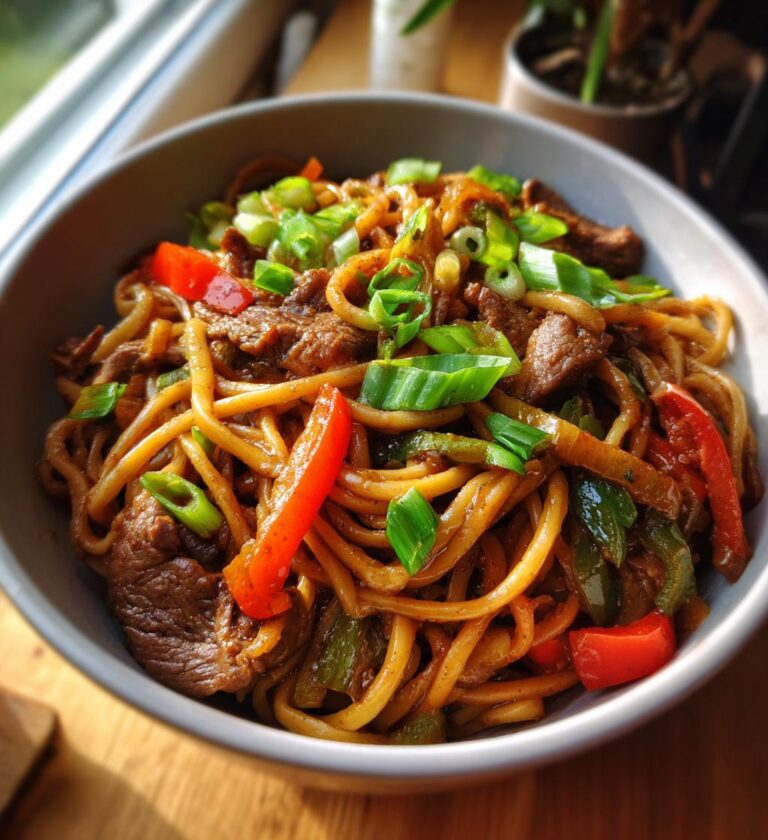 black pepper beef udon noodles