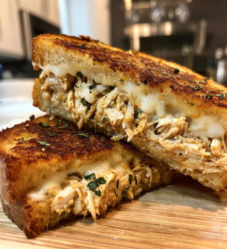 cheesy chicken garlic bread sandwich