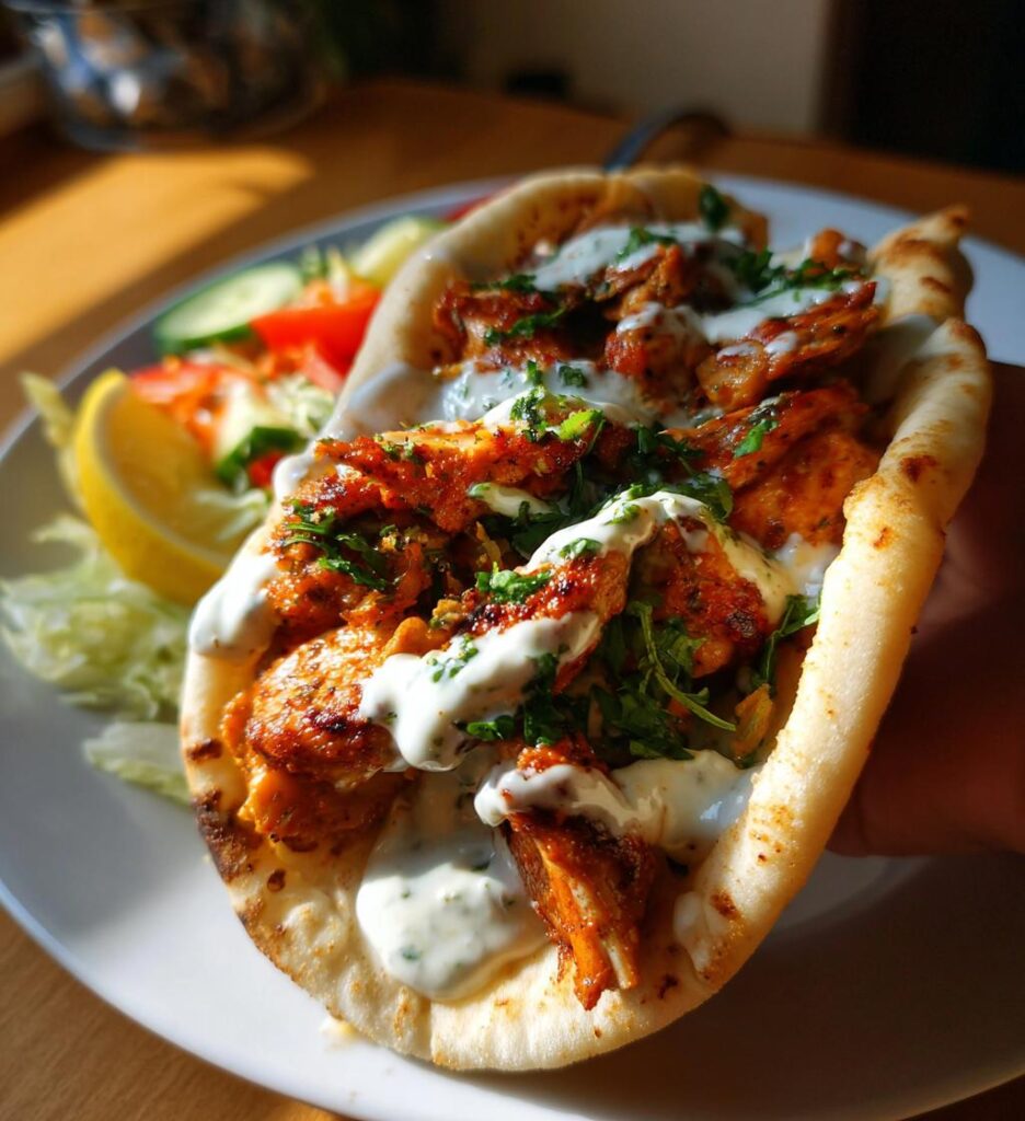 chicken shawarma with creamy garlic sauce