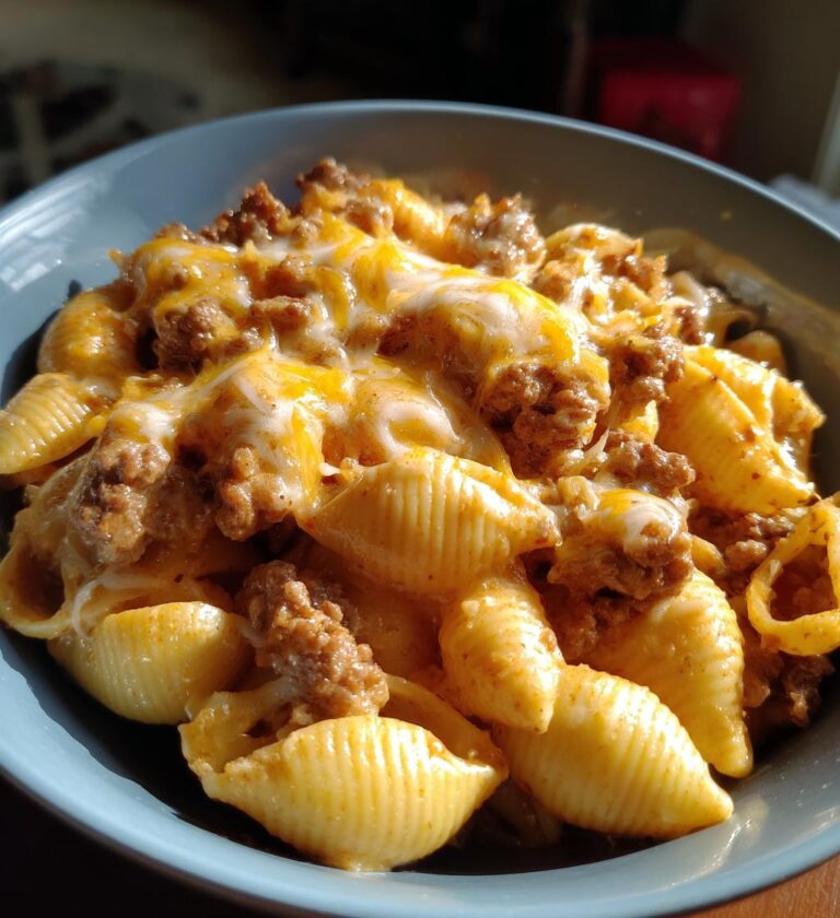 creamy beef and shells