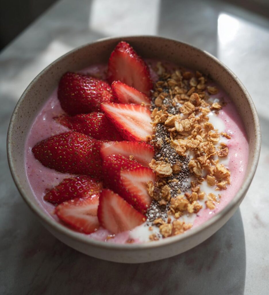 low calorie strawberry smoothie bowl