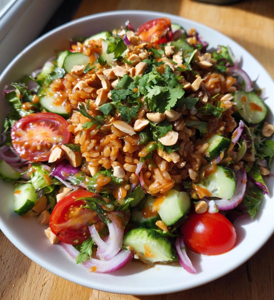 satay crispy rice salad