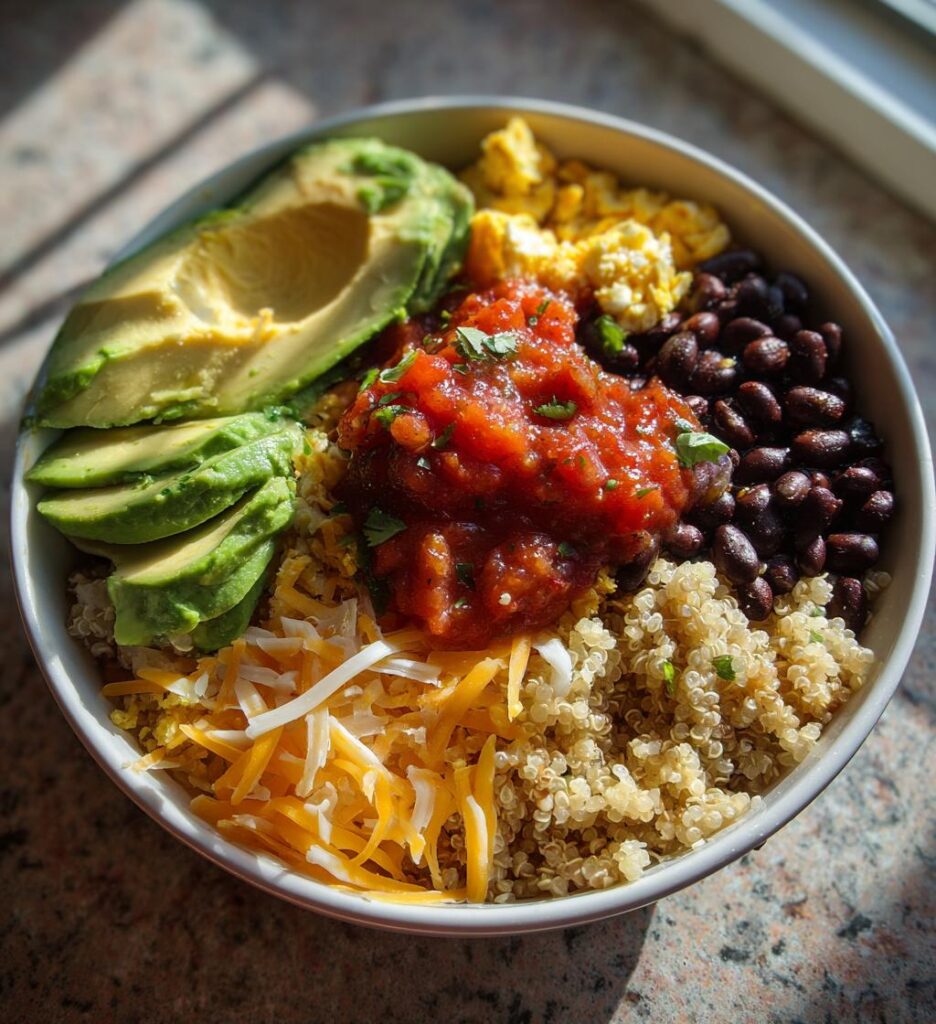 high protein breakfast burrito bowl meal prep