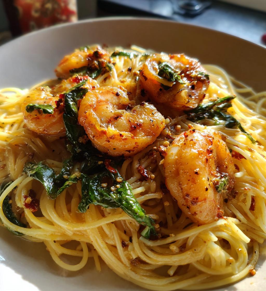 Basil Shrimp with Angel Hair