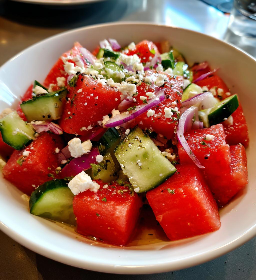 Watermelon Cucumber Feta Salad