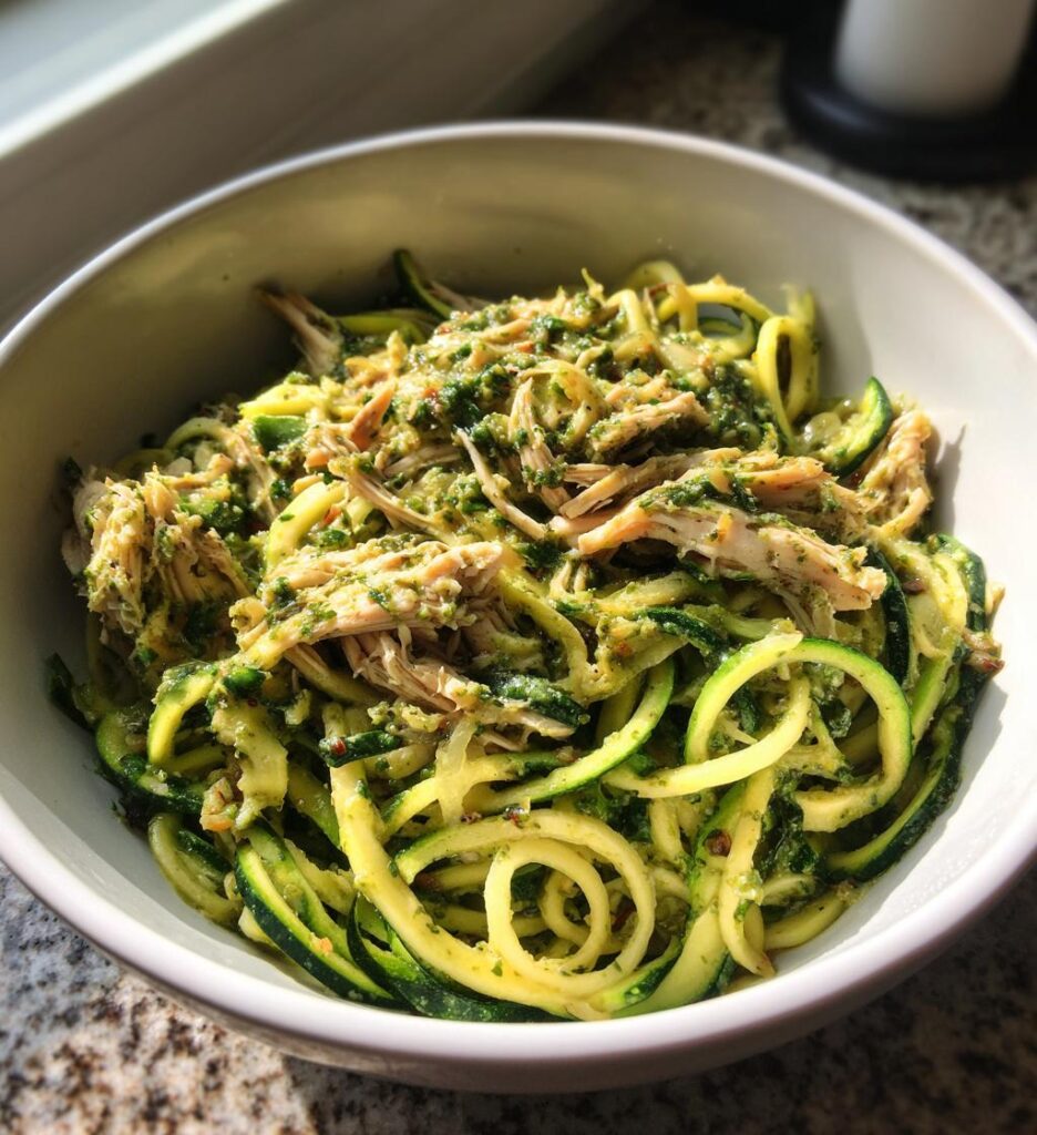 Zucchini Noodles with Pesto Chicken