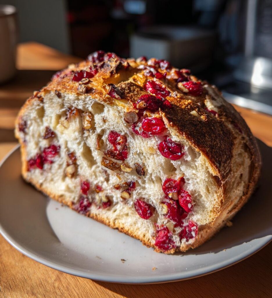 no knead cranberry walnut bread
