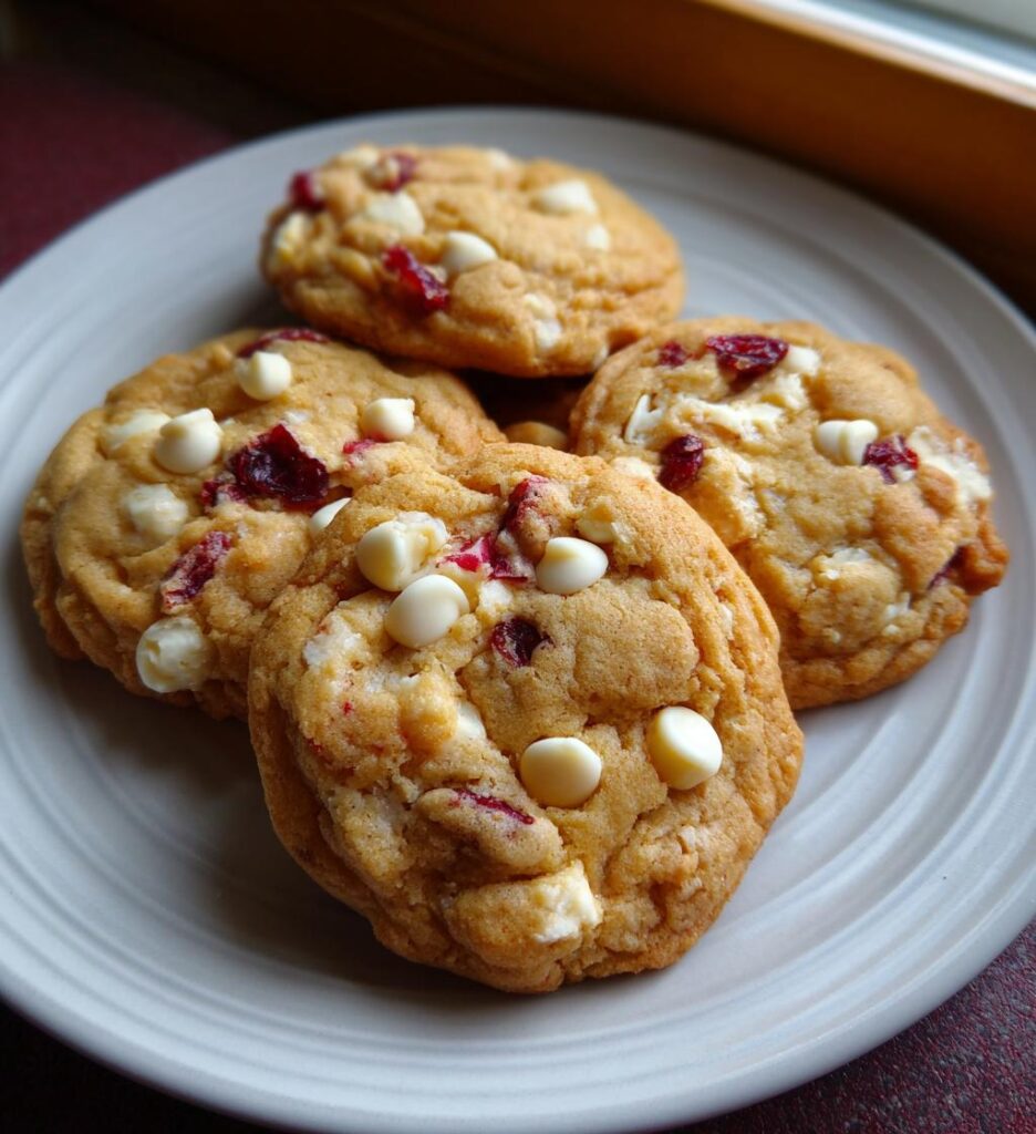 white chocolate and cranberry cookies