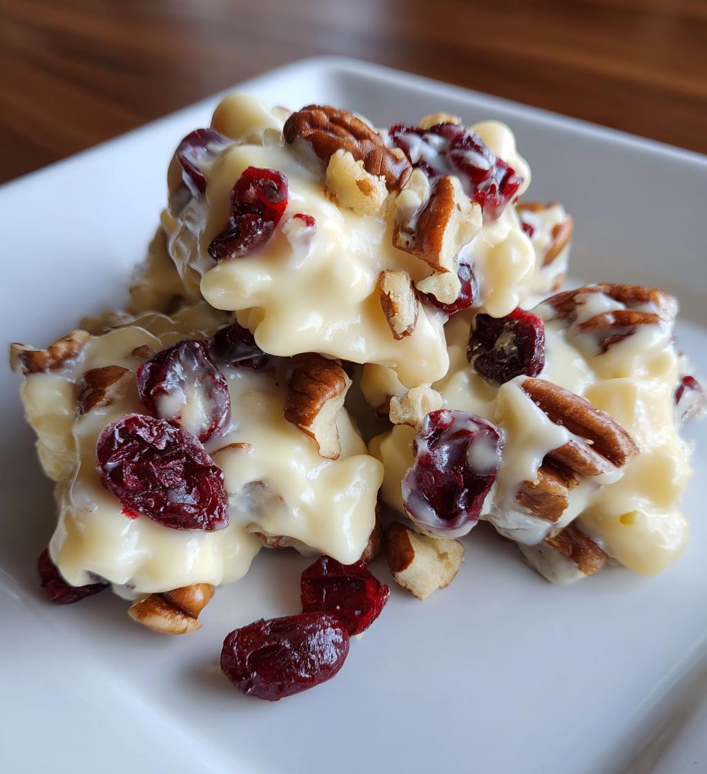 white chocolate cranberry pecan clusters