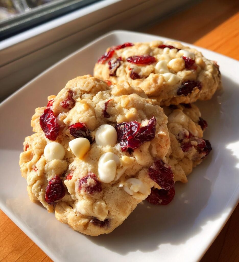 white chocolate oatmeal cranberry cookie